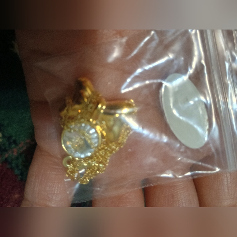 Gold Bow Pendant Necklace with Clear Crystal - Women Jewelry Necklaces - Picture 6 of 6